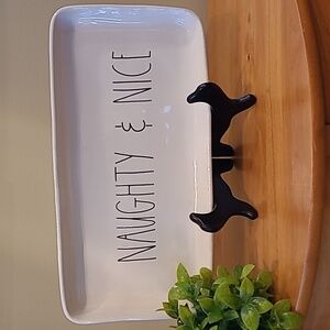 RAE DUNN "Naughty & Nice" Rectangular Ceramic Serving Platter
